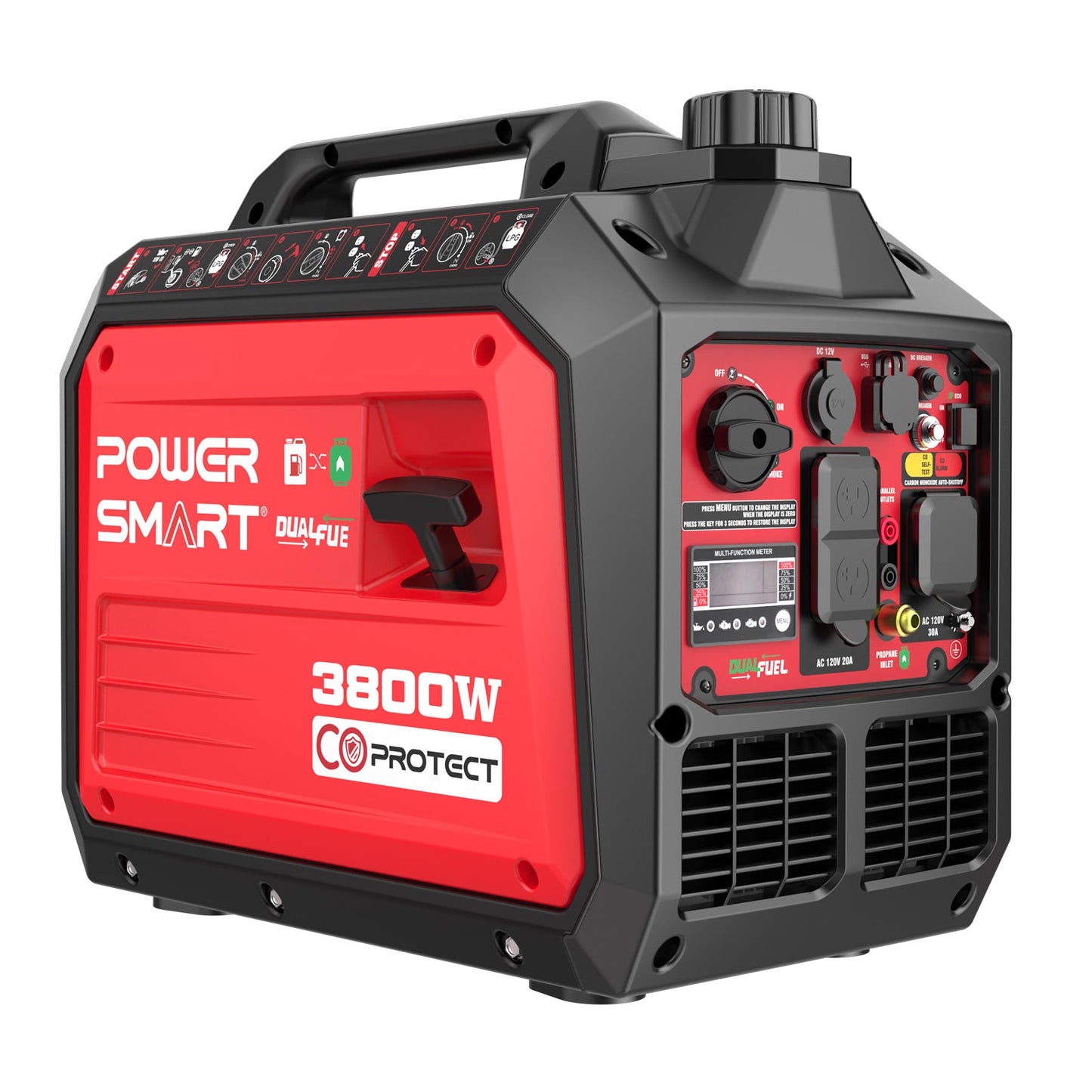 3800W/3500W Gas/Propane Dual Fuel Inverter Generator w/ CO Alert HB5040DC