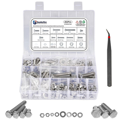 292 Pcs 304 Stainless Steel Bolts and Nuts Kit, A2 Hex Head Flange Nut and Bolt Set M6 M8 M10