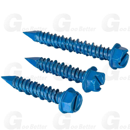 200pcs Concrete Screws Masonry Brick Tapscrews Hex Multi Drive Head Blue Tapcon
