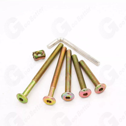51Pcs M6 Beds Cot Flat Socket Furniture Bolts Screw, Barrel Nuts & Allen Key Kit